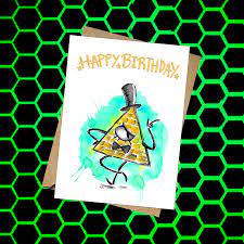 Handmade Recycled Card & Badge Bill Cipher White Recycled - Etsy