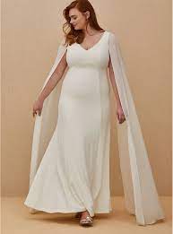 Ivory Chiffon Cape Sleeve Wedding Dress Plus Size Wedding Gowns Wedding Dress Trends Wedding Gown Sizes