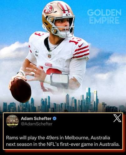 Just 45 days to go until the San Francisco 49ers and Los Angeles Rams make history in Australia. 🇦🇺🏈🔥