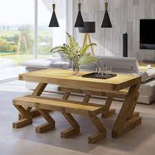 Belfort essentials palmer dining transitional dining set with two. Z Solid Oak Furniture Dining Table And Two Benches Set Sale Now On