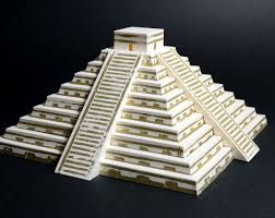 El Castillo Mayan Pyramid Of Kukulkan Paper Model Assembled With Linocut Printed Details Https Www Etsy Com Listing Paper Models Pyramids Kukulkan Pyramid