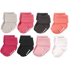 Hudson Baby Cotton Rich Newborn and Terry Socks Pink Black 0-6 Months