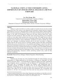 Antara tujuan rukun negara adalah untuk dijadikan prinsip hidup semua rakyat negara ini dan menjamin perpaduan kaum dan keamanan negara. Pdf National Unity At The University Level Importance Of Civilisational Dialogue And Way Forward Azizan Baharuddin And Lee Wei Chang Academia Edu