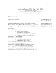 Annual Report for the Year 2001
