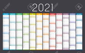 View each week to see all the date in that week. Year 2021 Colorful Wall Calendar With Weeks Numbers On Black Background Vector Template Royalty Free Cliparts Vectors And Stock Illustration Image 154477935