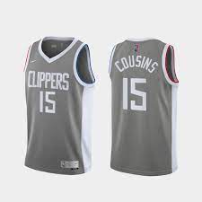 The duo created the city edition jerseys last season, and this year the jersey keeps last year's design but focuses on a darker look. Demarcus Cousins 2021 La Clippers Earned Edition Gray Jersey 15