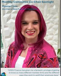 For this month, we have Maxine Cline (she/her/they) @pinkqueenmaxine 💗  Maxine is a rep for UBS and has been involved with OPEN Finance for 4+  years! They have been elected as co-chair