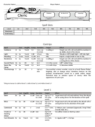 Cleric Spell List D D 5th Edition Wound Nature
