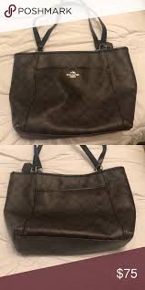 Coach Black And Brown Purse Authentic Coach Purse Brown With Black Coach Symbols Coach Bags Totes Blackbrownpurse Bags Brown Purses