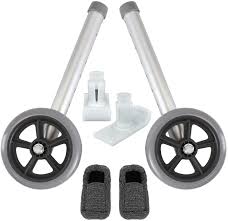 Amazon Com Vive Walker Wheels And Ski Glides Replacement Feet Accessories Parts Set For Folding Medical Walkers Universal Front Back Stability Safety Wheel Includes 2 Glide Tips Two 5