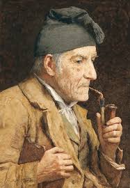 Old Man Smoking His Pipe by Albert Anker