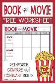 Book Vs Movie Comparison Worksheet Books Vs Movies Literacy Lessons Teaching Writing
