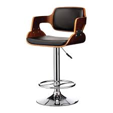 Buy Walnut Wood And Black Faux Leather Retro Bar Stool Bar Stools