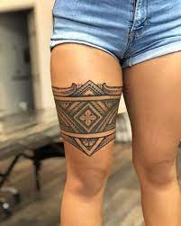 Upper And Lower Additions To A Healed Thigh Band From January Thanks Josephine808 Sched Polynesian Tattoos Women Polynesian Tribal Tattoos Leg Band Tattoos
