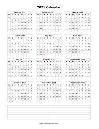 These calendar templates are suitable for a great variety of uses: Download Blank Calendar 2021 With Space For Notes 12 Months On One Page Vertical