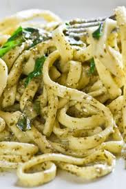Italian Meatless Fettuccine With Spinach Pesto Pasta Recipe With Walnuts Garlic Baby Spinach Parmesan Cheese And Lemo Italian Recipes Linguine Recipes Food