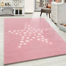100% baumwolle größe in cm: Kinderteppich Babyzimmer Kinderzimmer Teppich Sterne Muster Pink Weiss Farben Teppium Online Teppich Market