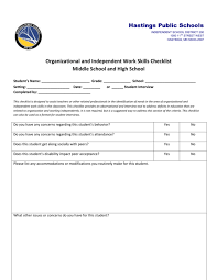 Check spelling or type a new query. Organizational And Independent Work Skills Checklist Secondary