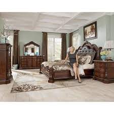 Ledelle Queen Sleigh Headboard Bed With Upholstered Faux Leather In Brown In 2021 Sleigh Bedroom Set Bedroom Sets Bedroom Design