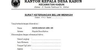 Contoh Surat Keterangan Belum Menikah Dari Kantor Desa Contoh Surat