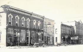 Reed City Mi Great Downtown Rppc View Corner Post Office Browns News Stand And Soda Shoppe The Reed Movie House Showing An Abbot And Costello Flick Post Office Osceola County Street