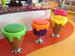 The Candy Bar Has Stools Shaped Like Ice Cream Cones And Cupcakes Ice Cream Business Candy Store Ice Cream Candy