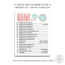 Advice For The Bride Fill In The Blank Game Advice From The Guests Read My Lips Printable Bridal Shower Game In Coral And Mint Green Bridal Shower Advice Funny Bridal Shower