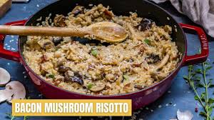 Risotto recipes rice recipes pasta recipes vegetarian recipes lemon asparagus parmesan risotto asparagus. Creamy Bacon And Mushroom Risotto Recipe Video Blondelish Com