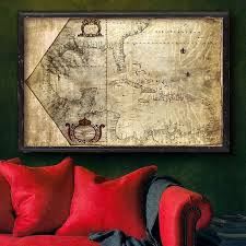 Pirate Map Of Caribbean 1765 Up To 54x36 140x90cm Old Caribbean Map Grunge Nautical Chart Printed With Archival Inks On Fine Art Paper Piraten Logbuch See