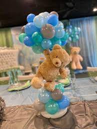 Floating Teddy Bear Centerpiece Boy Baby Shower Centerpieces Balloon Baby Shower Centerpieces Bear Baby Shower Theme