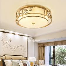 Simple New Chinese Bedroom Ceiling Lamp Personality Round Square Light Study Room Brass Bird Plum Blossom