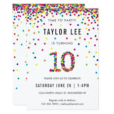 Birthday Invitation Card For 4 Year Old Boy Rainbow 10 Year Old Birthday Party 10th Birthday Invitation Zazzle Com Birthday Invitations Girls Birthday Party Themes Boy Party Invitations