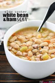 Tasty crockpot pinto beans are cooked with ham, vegetables, and a variety of seasonings. Slow Cooker Ham And Bean Soup Fivehearthome