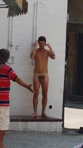 Men showers nude on the Street - ThisVid.com