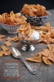 The dessert wontons only cook for 3 minutes in the air fryer! Cinnamon Sugar Wonton Crisps Shutterbean
