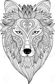 Vector wolf with abstract ethnic pattern, coloring page for kids and adults, zenart. Zendoodle Stylize Of Dire Wolf Face For Adult Coloring Book Page And Design Element Royalty Free Cliparts Vectors And Stock Illustration Image 72204713