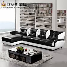 Best Offers Turkish Sofa Furniture Black And White Modern L Shaped Corner Shiny Leather Sectional Sofa Designer modern style top graded cow genuine leather sofa sectional corner living room home furniture.