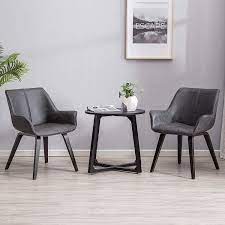 The cushioned seat is deep and generously padded for ultimate support. Amazon Com Yeefy Charcoal Pu Leather Contemporary Living Room Chairs With Arms Accent Chairs Dining Room Chairs Set Of 2 Charcoal Chairs