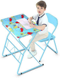 Costzon Kids Table And Chair Set Study Desk And Folding Chair For Boys Amp Girls Activi Kids Table And Chairs Table And Chair Sets Childrens Desk And Chair