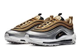 Nike Air Max 97 Black And Metallic Gold Nike Air Max 97 Metallic Silver Metallic Gold Aq4137 700 Women S Men S Running Shoes Trainers Nike Air Max 97 Nike Air Running Shoes For Men