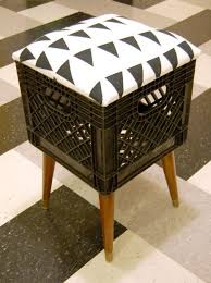 Second Hand Chic A Milk Crate Turned Stool Milk Crate Furniture Crate Stools Milk Crates Diy