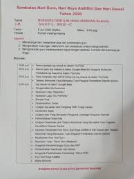 Berdasarkan surat edaran resmi sekjen kemdikbud ri nomor 98497/a/tu/2015 perihal pidato mendikbud dalam hari guru nasional telah disampaikan bahwasannya tema peringatan hari guru nasional 2015 yaitu 'guru mulia karena karya'. Sambutan Hari Guru Smk Tinggi Smk Tinggi Sarikei Sts Facebook