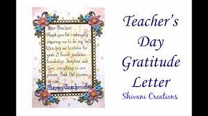 Whether it is a teacher appreciation day or you just want to thank a teacher for extra work, you can use a thank you letter to teacher from parent to figure out what to say. Teacher S Day Gratitude Letter Handmade Card For Teacher S Day Youtube