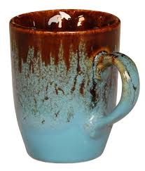 Bulk Wholesale Handmade Glazed Ceramic Coffee Tea Mug Hand Painted Two Tone Brown Blue Home Kitchen Accessories Tea Mugs Mugs Wholesale Cups