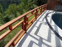 Mantova Mid Century Redwood Railing Modern Railing Railings Outdoor Patio Railing
