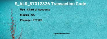 S_alr_87012326 Sap Tcode For Chart Of Accounts