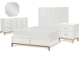 The five drawers offer plenty of storage for clothes and other necessities, and their durable construction will allow them to endure as long as the style of this. Rachael Ray Home Chelsea 4pc Panel Bedroom Set In White Gold Code Univ10 For 10 Off Est Ship Time Is 8 10 Weeks