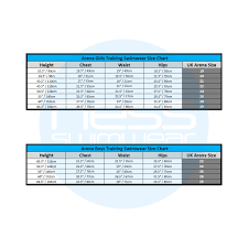 arena junior swimwear size guide ness swimwear