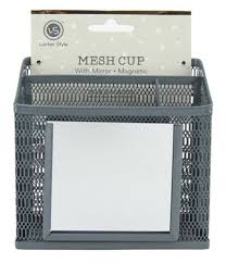 Locker Style Mesh Utility Cup With Mirror Grey Awesome Products Selected By Anna Churchill Lockers Locker Accessories School Locker Organization