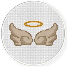 charts club members only pretty halo and wings cross stitch pattern